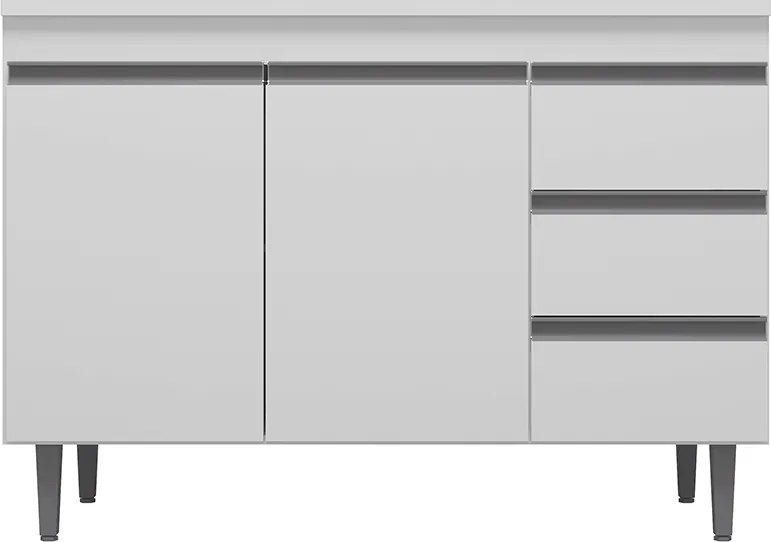 Balcão Cozinha com Tampo 100cm 3 Gavetas Leticia A01 - D'Rossi - Branco