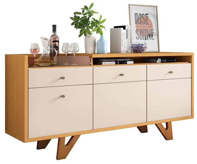 Balcão Aparador Buffet 2 Portas Emili Cinamomo/Off White H01 - D'Rossi