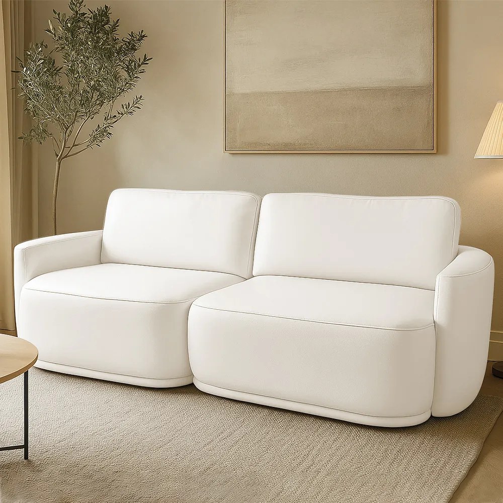 Sofá 2 Lugares Orgânico 194cm Modulado para Sala Brumma Bouclê  K01 - D'Rossi - Off White