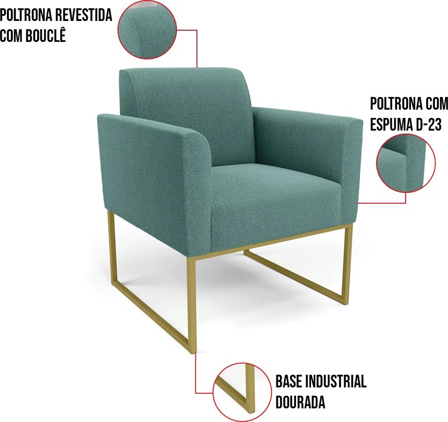 Namoradeira e Poltrona Industrial Dourado Marisa Bouclê D03 - D'Rossi - Menta