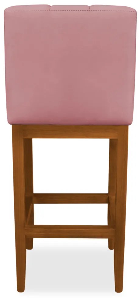 Banqueta Alta Sueli Base Madeira Maciça Estofada Suede Rose