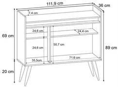 Balcão Buffet Aparador Para Sala de Jantar 3 Portas Belize Castanho -