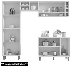 Cozinha Modulada Completa 230cm Com Balcão e Armário Aéreo Vanessa Pre