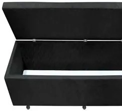 Calçadeira Baú Casal 140cm Estofada Liz S05 Suede Bordado Preto - Mpoz