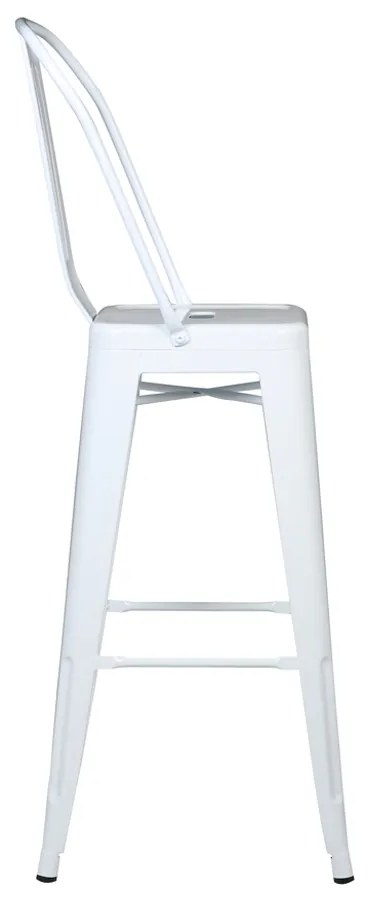 Banqueta Alta com Encosto Iron Branco Base Metálica - D'Rossi
