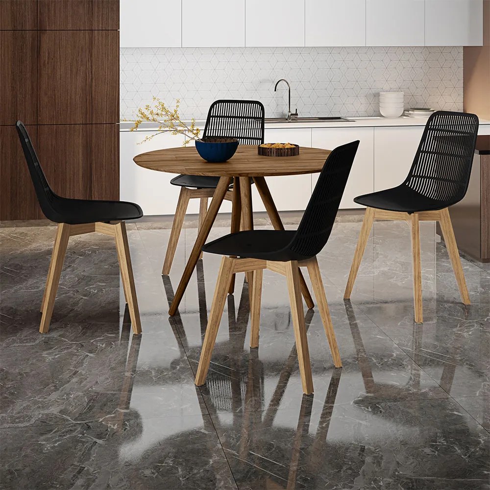 Mesa Sala de Jantar Cozinha Drever Redonda MDF/Nogueira G56 - Gran Belo