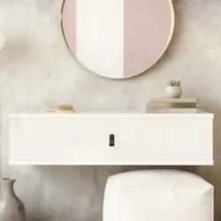 Penteadeira Suspensa 90cm 1 Gaveta Quarto Lila Branco Z49 - Mpozenat