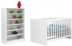 Berço Americano Mini Cama Doce Sonho e Armário Bell Branco Q02 - Mpoze