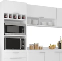 Armário de Cozinha Com Tampo CP05 320cm Pérola Branco Z34     - Mpozen