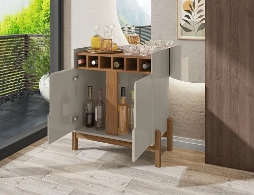 Bar Adega Lizz Off White/Cedro - Casa D Móveis