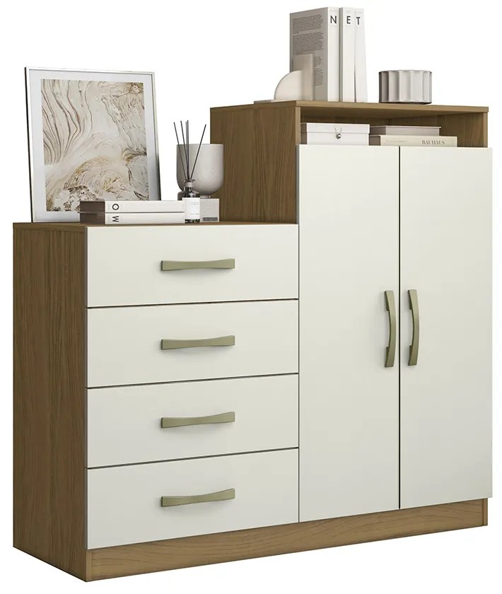 Cômoda Quarto 2 Portas Sapateira 120cm Elára A09 - D'Rossi - Atacama e White