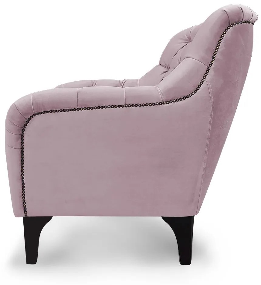 Poltrona Decorativa Roma Botonê Pés Madeira Veludo Rosa - Sheep Estofados - Rosa