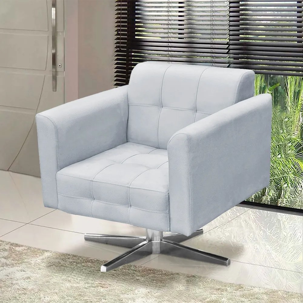 KIT 02 POLTRONAS GIRATORIA ELISA SUEDE B - Cinza