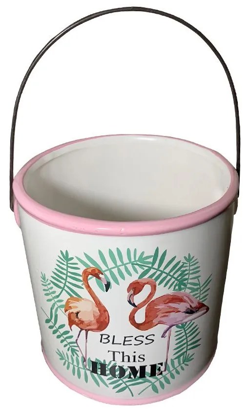 Vaso Decorativo em Cerâmica com Alça Branco 14cm - D'Rossi