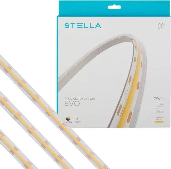 Fita De Led 7W Por Metro 12V 3000K 5M Ip67 All Light Evo
