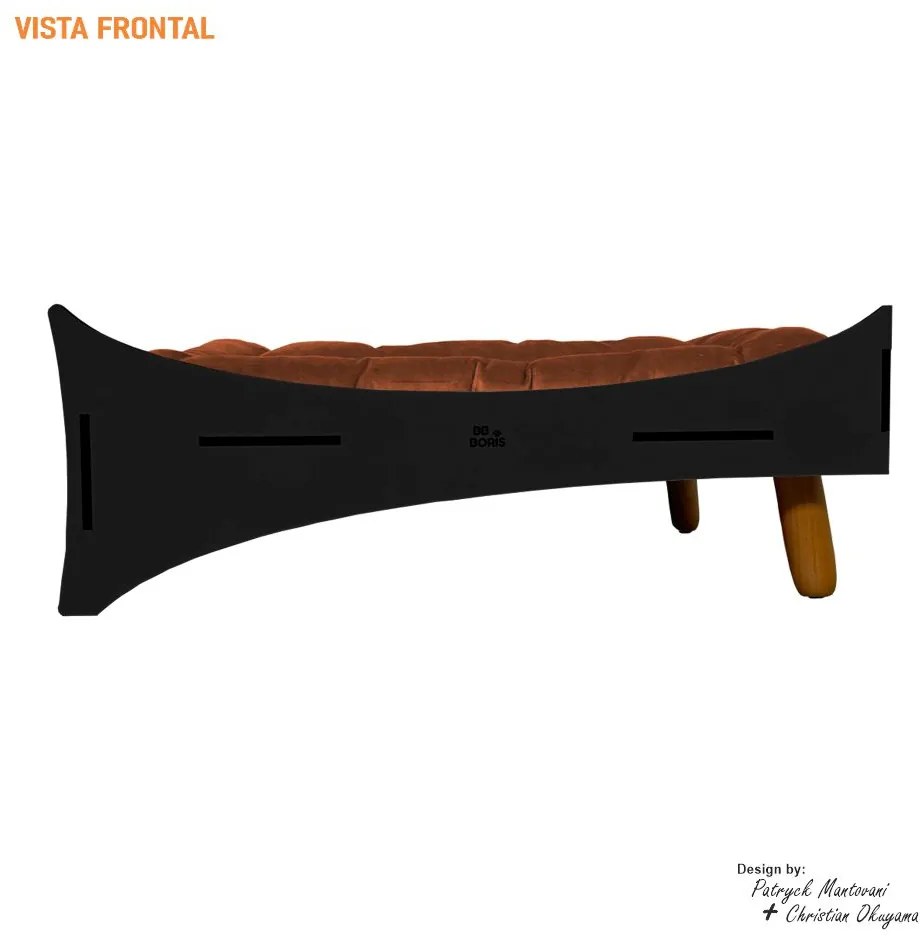 Caminha de Cachorro Dog Line B800 Pés Palito Preto/Terracota - Sheep Estofados - Preto