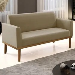 Sofá Namoradeira Base Madeira Castanho Maressa Suede Marrom RT - Ibiza