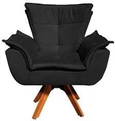 Poltrona Decorativa Base Giratória Giromad com Puff Opla Suede Preto -