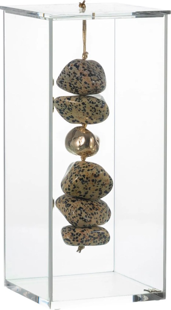 Escultura Pedra Jaspe Dálmata c/ Caixa de Acrílico M