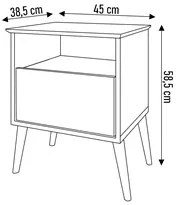 Mesa de Cabeceira Kit 2 45cm 1 Gaveta Caribe B02 Naturalle/Off White -