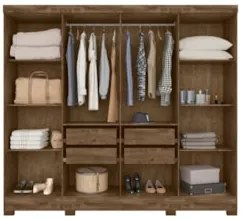 Guarda Roupa Casal com Espelho 8 Portas 236cm Ágata Z17 Castanho Wood/