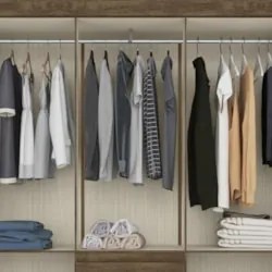 Guarda Roupa Casal 162cm Com Espelho Cuban Castanho Wood Z17 - Mpozena