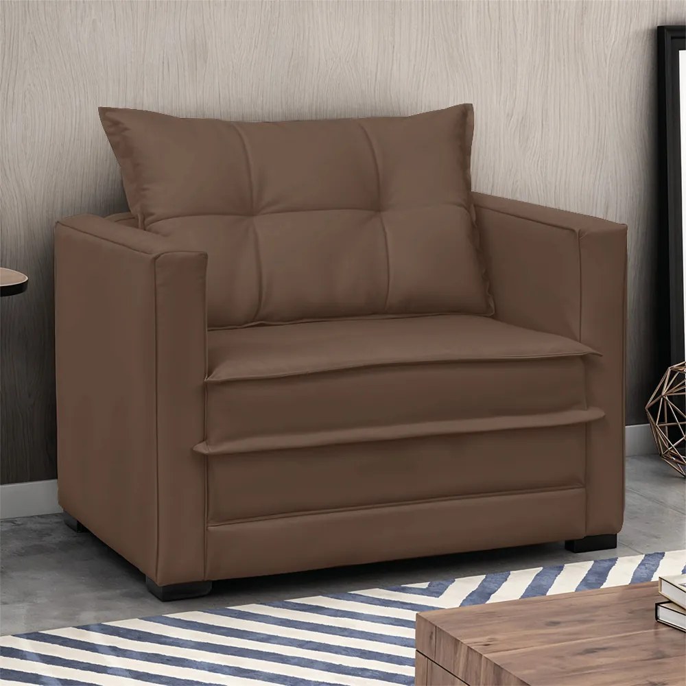 Poltrona Cama Retrátil Solteiro Milenni Veludo B03 - D'Rossi - Marrom