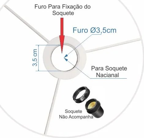 Cúpula Abajur Cilíndrica Cp-7012 Ø30x25cm Algodão Crú