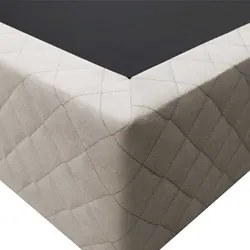 Base Box para Cama Solteiro 88x188cm Liz S05 Suede Bordado Bege - Mpoz