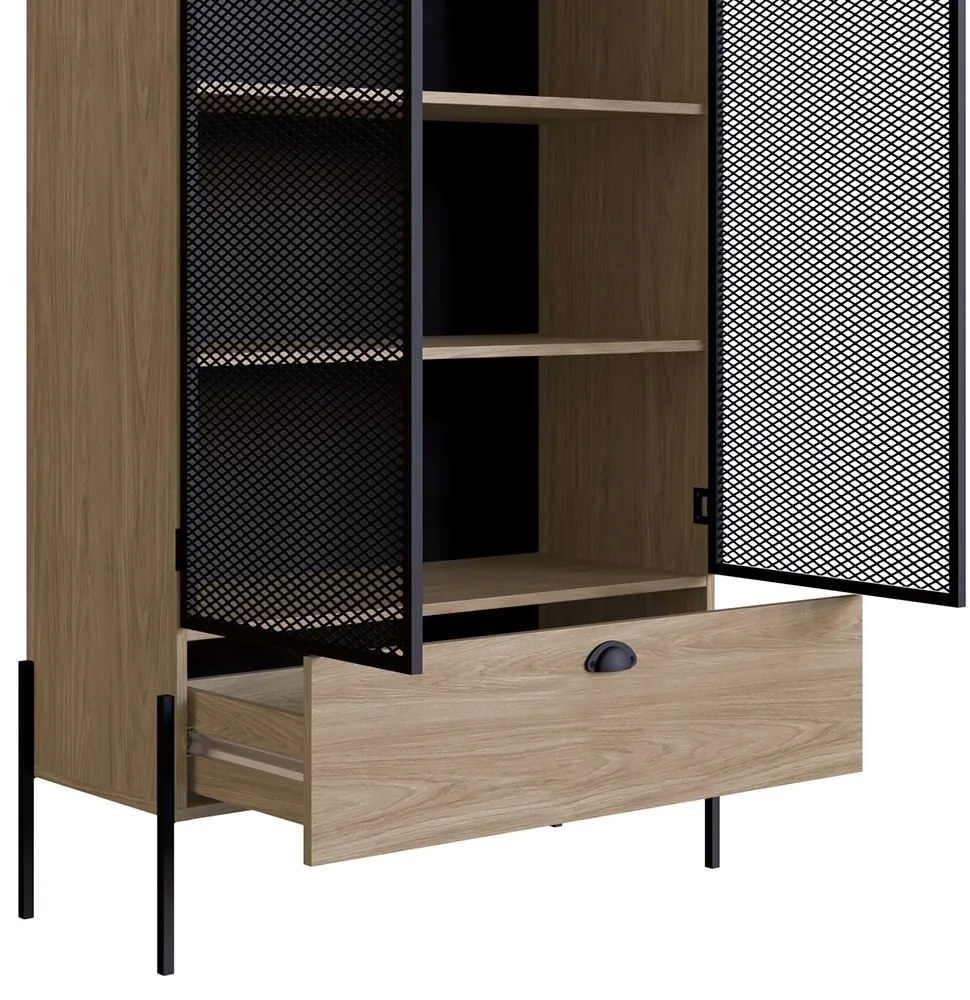 Cristaleira New 140 cm Hanover e Preto - D'Rossi