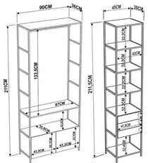 Quarto Modulado Closet 8 Gavetas Estilo Industrial Steel Quadra Vermon