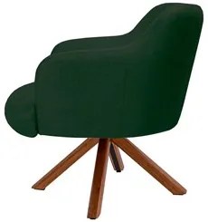 Poltrona Decorativa Giratória Base Giromad Madeira Jade C-117 Linho Ve