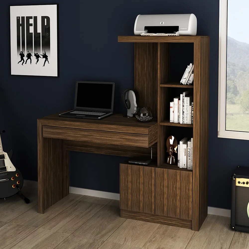 Mesa Conjunto para Escritório Home Office ME4143 MDP Nogal G69 - Gran Belo