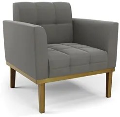 Poltrona Base Madeira Castanho Kit 2 Ana Suede Grafite - Ibiza