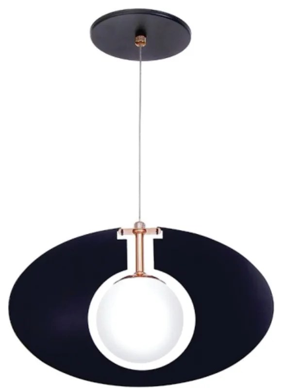 Pendente Globo Corte Laiser 31X10X16Cm Metal E Globo Ø10Cm 01Xg9 |Old... (PRETO, FOSCO (BRANCO))