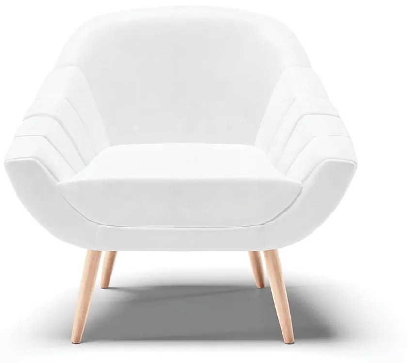 Kit 01 Namoradeira 02 Lugares e 02 Poltronas Giovana Corano Branco Pés Palito Natural - Indo Decorar