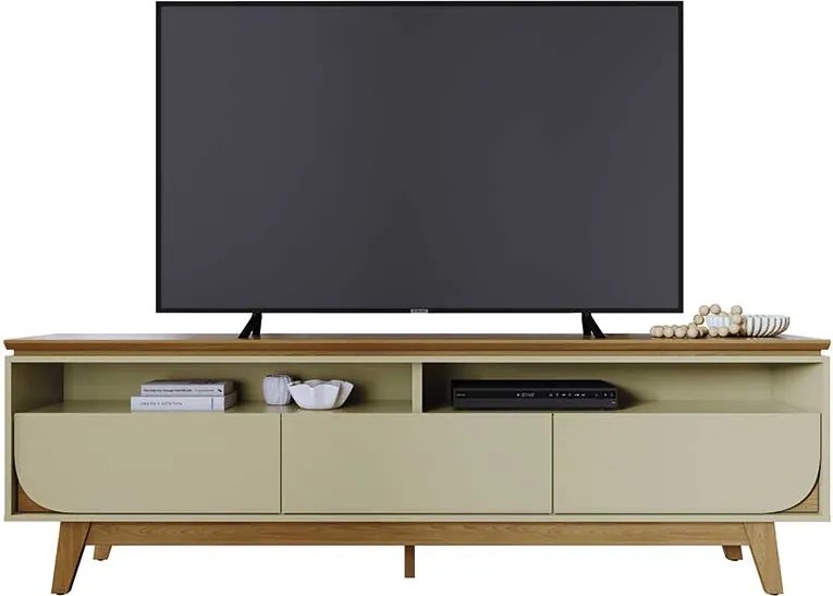 Bancada Decorativa Saiko MDP Pintura UV 3 Gavetas Corrediças Telescópicas até 75 Cumaru/Opala G97 - Gran Belo
