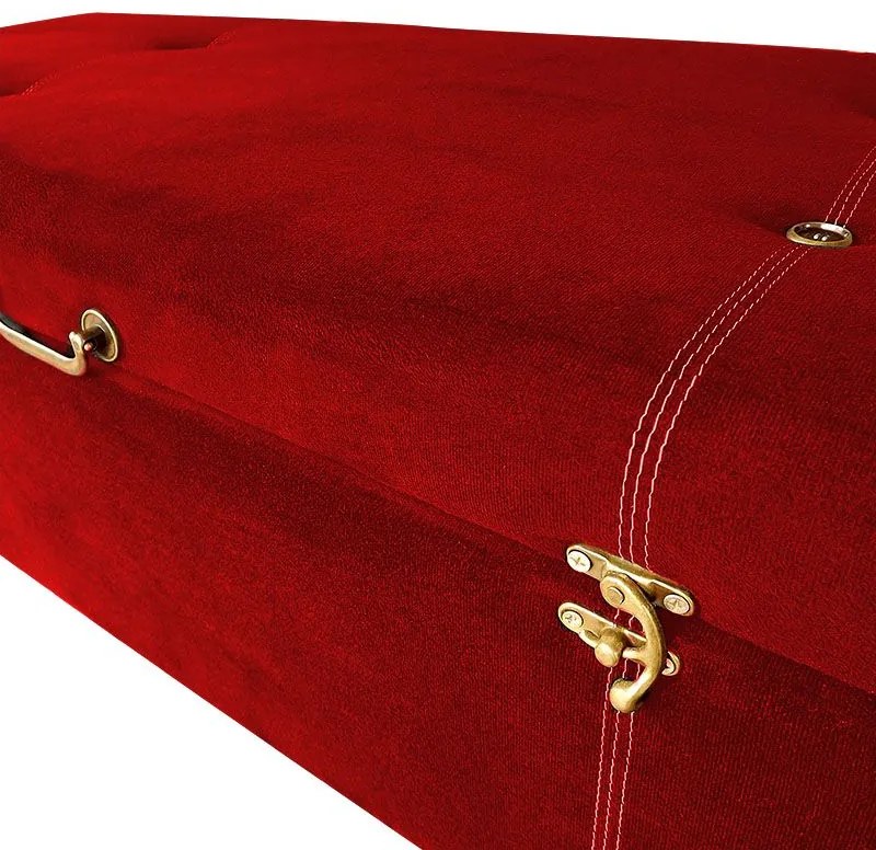 Calçadeira Baú Casal 140cm Caribe Pés Palito Suede Vermelho - Sheep Estofados - Vermelho
