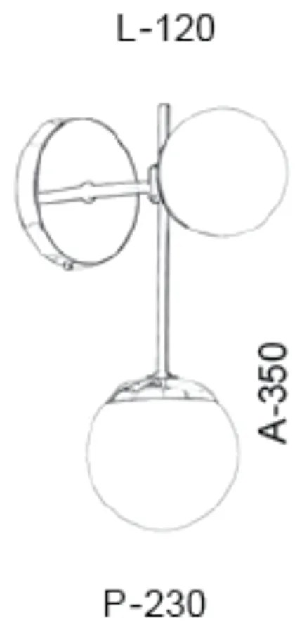Arandela Com Globinho 23X12X35Cm 2 X G9 Metal E Globo Ø12Cm / Ø10Cm|Ol... (COBRE BRILHO)