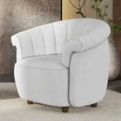 Poltrona Sala de Estar Pé Madeira Lykan Boucle Cru Z32 - Mpozenat