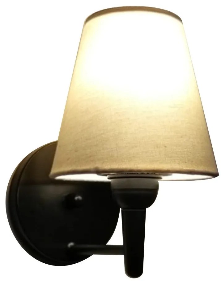 Arandela Cone Vivare Md-2004 Base Preto Cúpula em Tecido - Bivolt