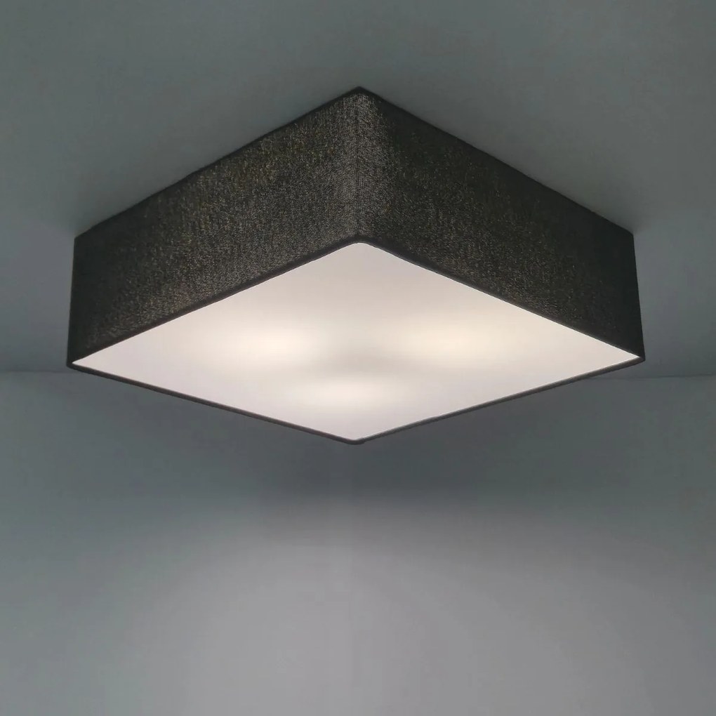 Plafon Quadrado Md-3002 Cúpula em Tecido 50x50x15cm Preto - Bivolt