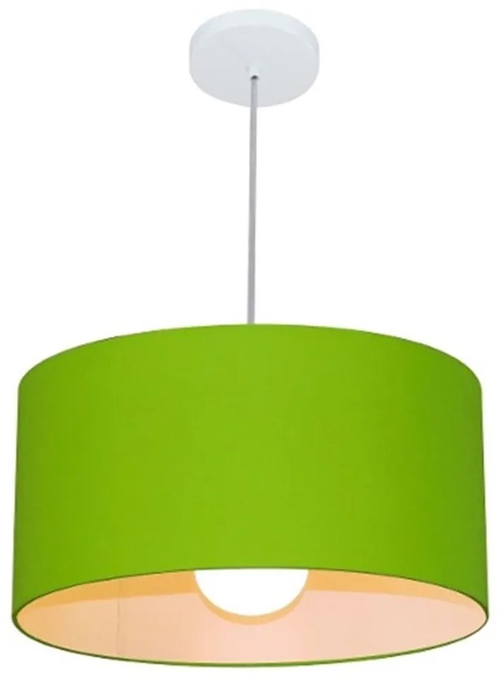 Lustre Pendente Cilíndrico MD-4052 Cúpula em Tecido 50x21cm Verde Limão - Bivolt