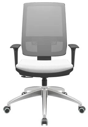 Cadeira Office Brizza Tela Cinza Assento Aero Branco RelaxPlax Base Aluminio 120cm - 63839 Sun House