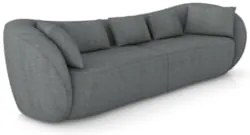 Sofá 3 Lugares 252cm Orgânico Pé Madeira Yume Linho Grafite Z55 - Mpoz