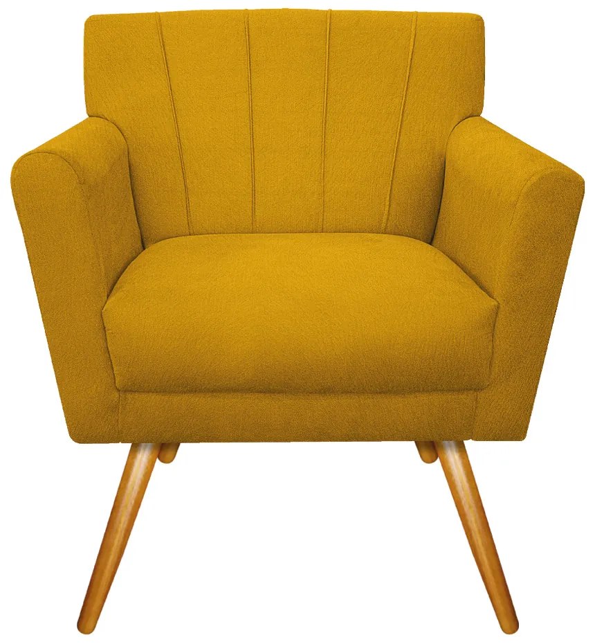 kit 02 Poltronas Laura Palito Mel Suede Amarelo - ADJ Decor