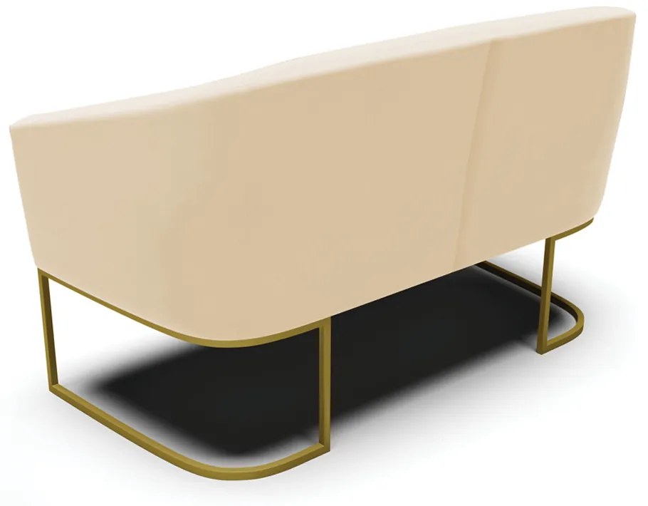 Sofá 2 Lugares Namoradeira Industrial Dourado Stella Suede D03 - D'Rossi - Bege