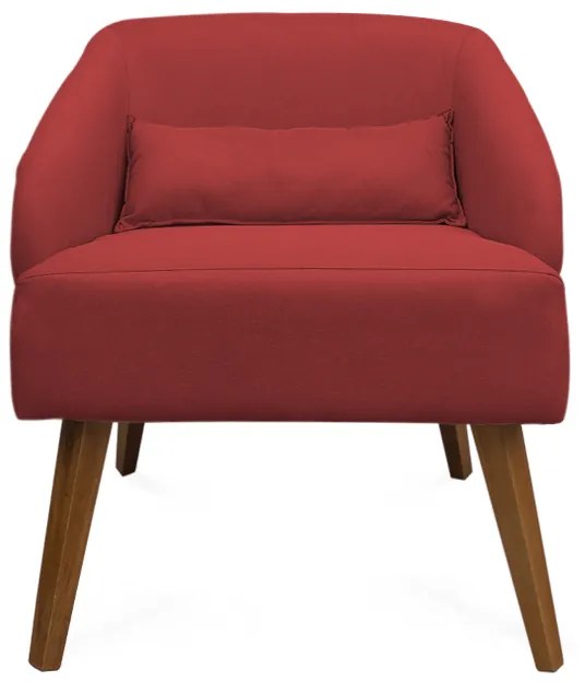 Kit 2 Poltronas Decorativas Lara Pés de Madeira Suede Vermelho - Sheep Estofados - Vermelho