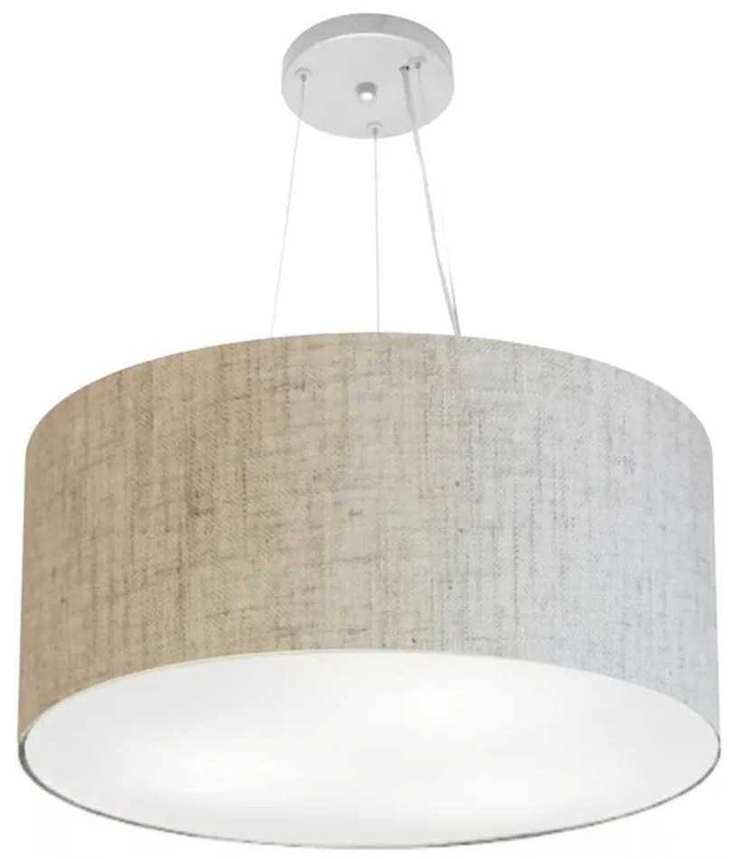 Lustre Pendente Cilíndrico Md-4189 Cúpula em Tecido 50x30cm Rustico Bege - Bivolt
