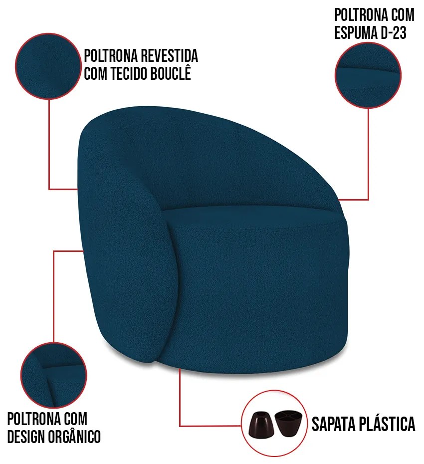 Poltrona Orgânica Kit 2 Lua Bouclê D03 - D'Rossi - Azul